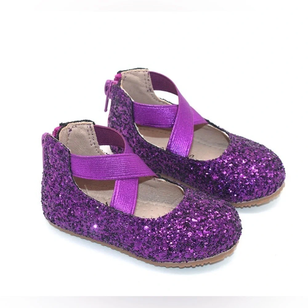 A Bear Co Purple Glitter Ballet Flats Toddler Size 5